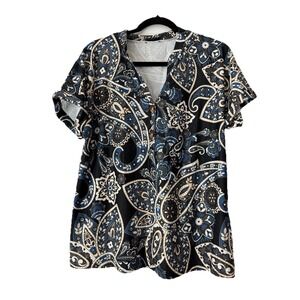 Women's Short Sleeve Shirts Blouse for Women Collared Casual Top Fashion Sz M